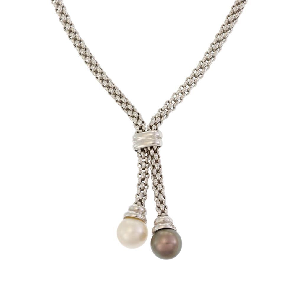 Fope 18k White Gold Pearl Diamond Dangle Pendant Necklace (1 of 4)