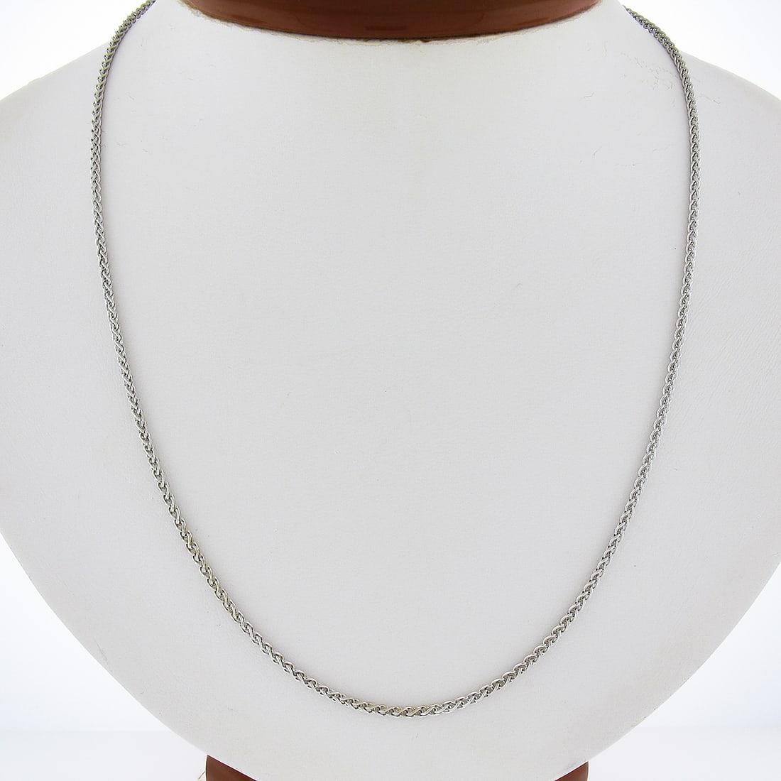 Italian Unisex 18k White Gold 18" 2mm Wheat Link Necklace (1 of 7)