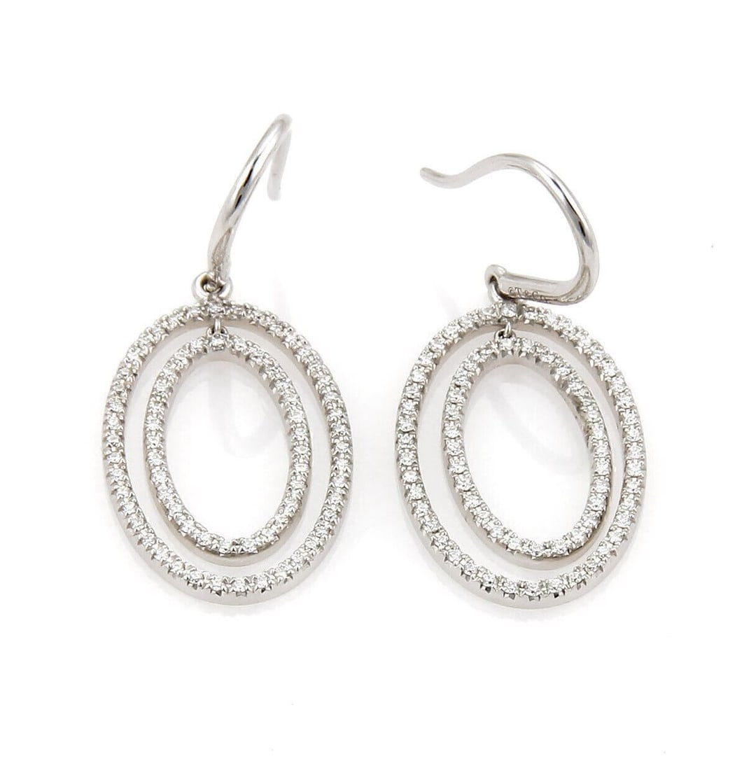 Metro Oval Drop Earrings in 18k White Gold with Diamonds by Tiffany & Co. (1 of 5)