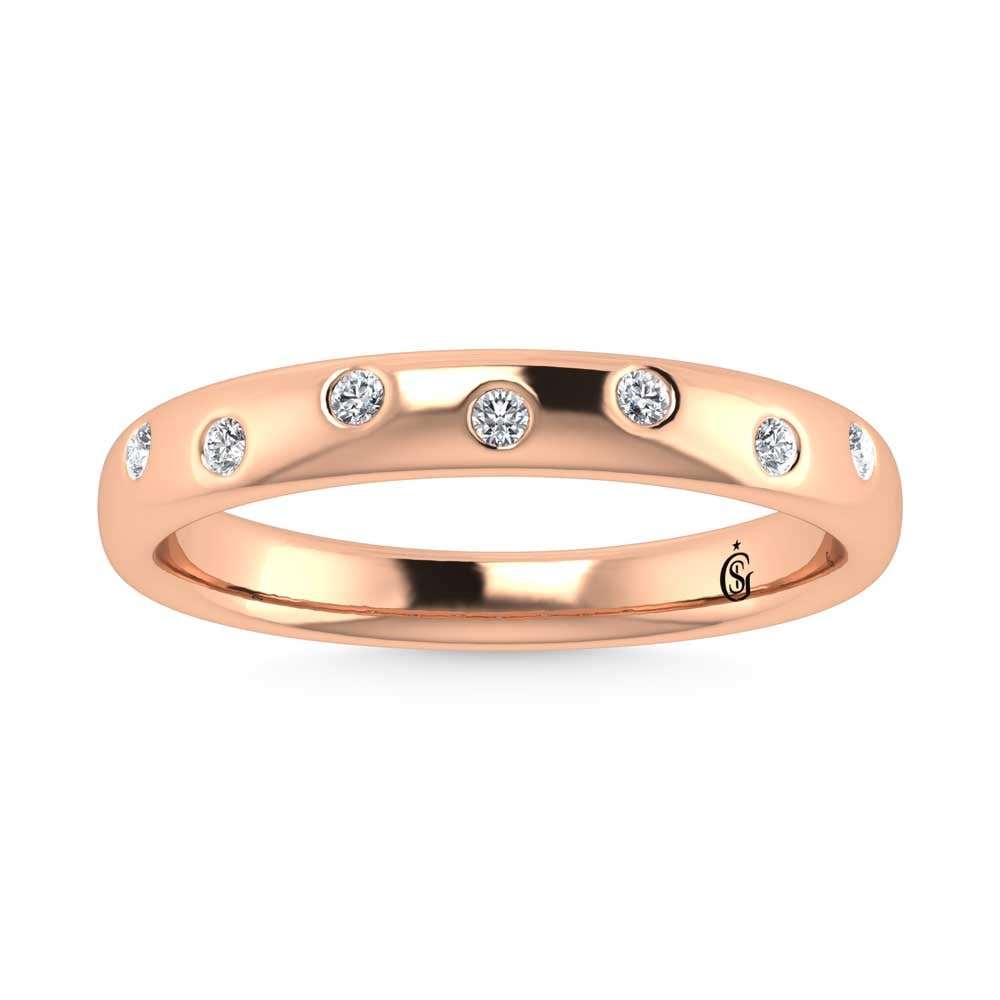 14K Rose Gold Diamond 1/10 Ct.Tw. Stackable Band: 14K Rose Gold Diamond 1/10 Ct.Tw. Stackable Band 14k Rose Gold Stone Color: G-h Stone Clarity: Si Each ring is presented in standard size 6.5. Complimentary resizing is available between sizes 510 (in