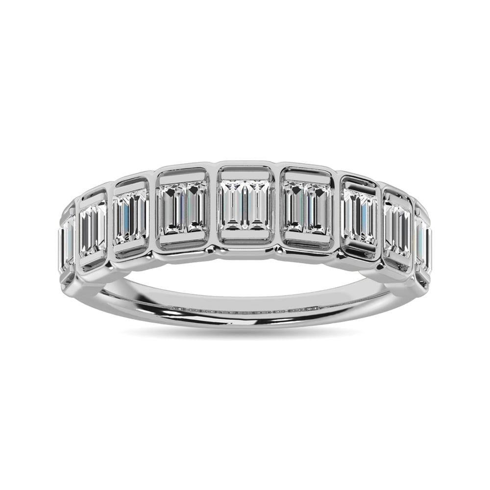 Diamond 1/3 Ct.Tw. Baguette Fashion Ring in 14K White Gold: Diamond 1/3 Ct.Tw. Baguette Fashion Ring in 14K White Gold 14k White Gold Stone Color: G-h Stone Clarity: I1 Each ring is presented in standard size 6.5. Complimentary resizing is available between si