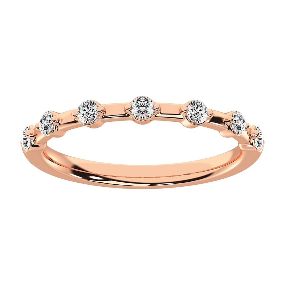 14K Rose Gold 1/5 Ct.Tw. Diamond Stack Bands: 14K Rose Gold 1/5 Ct.Tw. Diamond Stack Bands 14k Rose Gold Stone Color: G-h Stone Clarity: I1 Each ring is presented in standard size 6.5. Complimentary resizing is available between sizes 510 (in 1/4