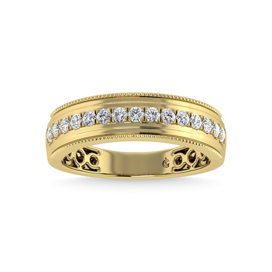 14K Yellow Gold Diamond 1/2 Ct.Tw. Mens Band: 14K Yellow Gold Diamond 1/2 Ct.Tw. Mens Band 14k Yellow Gold Stone Color: G-h Stone Clarity: I1-i2 Each ring is presented in standard size 6.5. Complimentary resizing is available between sizes 510 (i