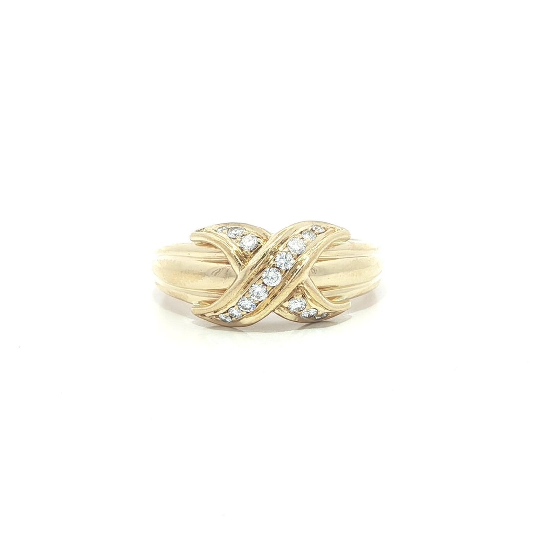 18k Gold Diamond Band Ring Tiffany X Motif From 1990 (1 of 13)