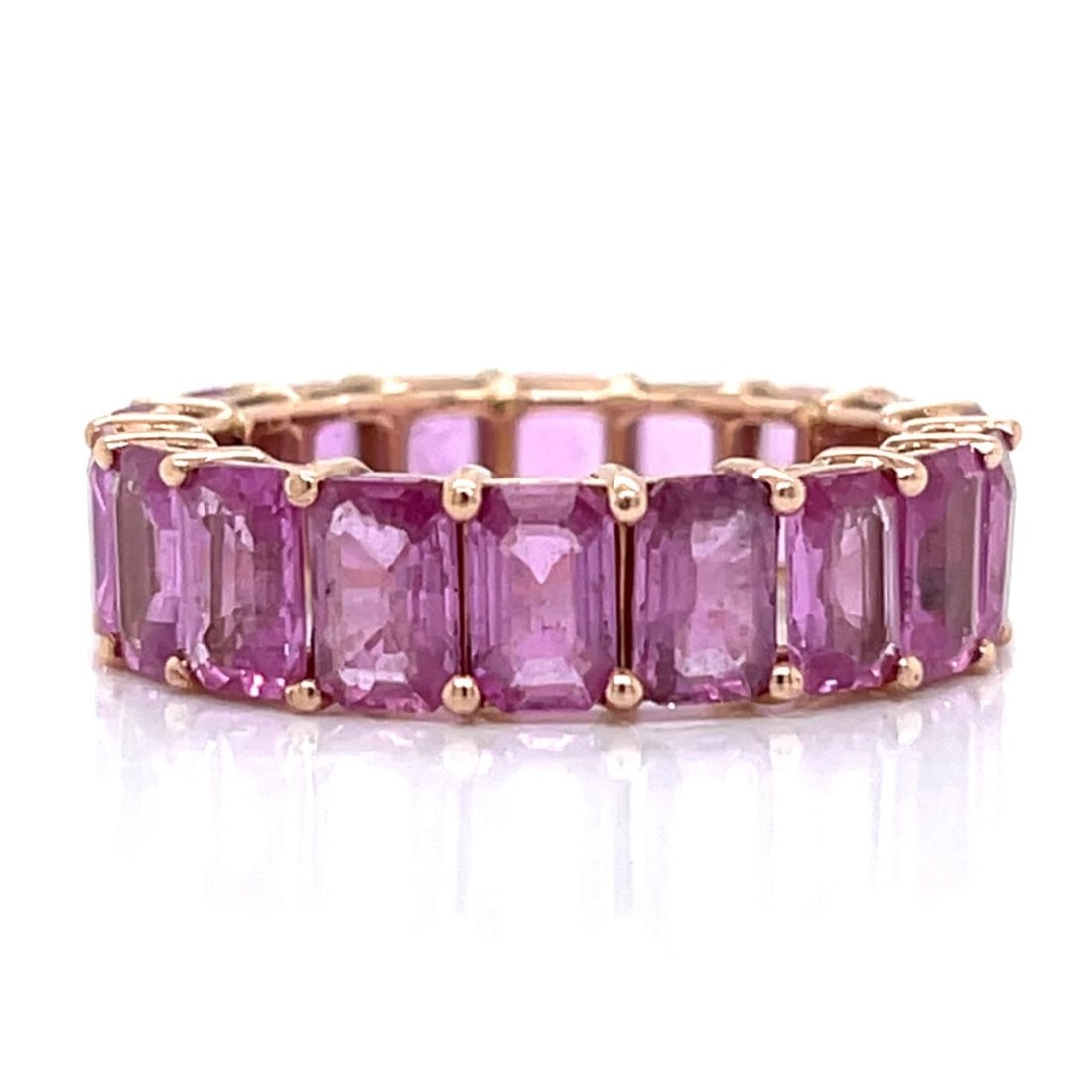Eternity Band in 14K Yellow Gold with 18 Pink Sapphires Size 8 (1 of 3)