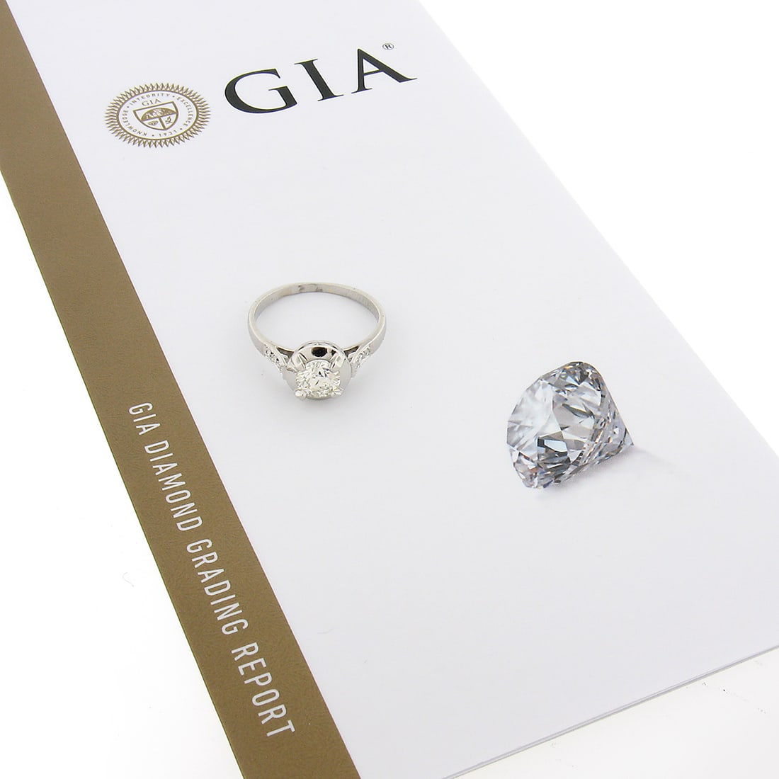 Edwardian Platinum GIA 1.29ctw Diamond Solitaire Engagement Ring (1 of 11)