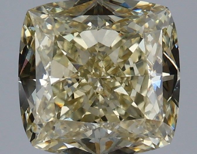 Loose Diamond - CUSHION MODIFIED 3.07ct Fancy Light Yellow VVS2: Loose Diamond - CUSHION MODIFIED 3.07ct Fancy Light Yellow VVS2 Source: This is a real non-mined Diamond that has been grown in a lab Shape: CUSHION MODIFIED Carats: 3.07 Color: Fancy Light Yellow Cer