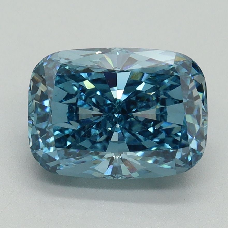 Loose Diamond - CUSHION BRILLIANT 2.62ct Fancy Vivid Blue VS1: Loose Diamond - CUSHION BRILLIANT 2.62ct Fancy Vivid Blue VS1 Source: This is a real non-mined Diamond that has been grown in a lab Shape: CUSHION BRILLIANT Carats: 2.62 Color: Fancy Vivid Blue Certif