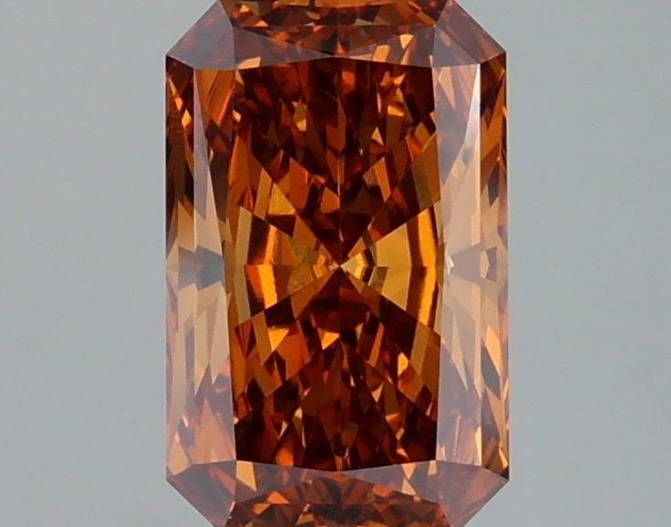Loose Diamond - RADIANT 2.05ct Fancy Vivid Brownish Orange VS1: Loose Diamond - RADIANT 2.05ct Fancy Vivid Brownish Orange VS1 Source: This is a real non-mined Diamond that has been grown in a lab Shape: RADIANT Carats: 2.05 Color: Fancy Vivid Brownish Orange Cert