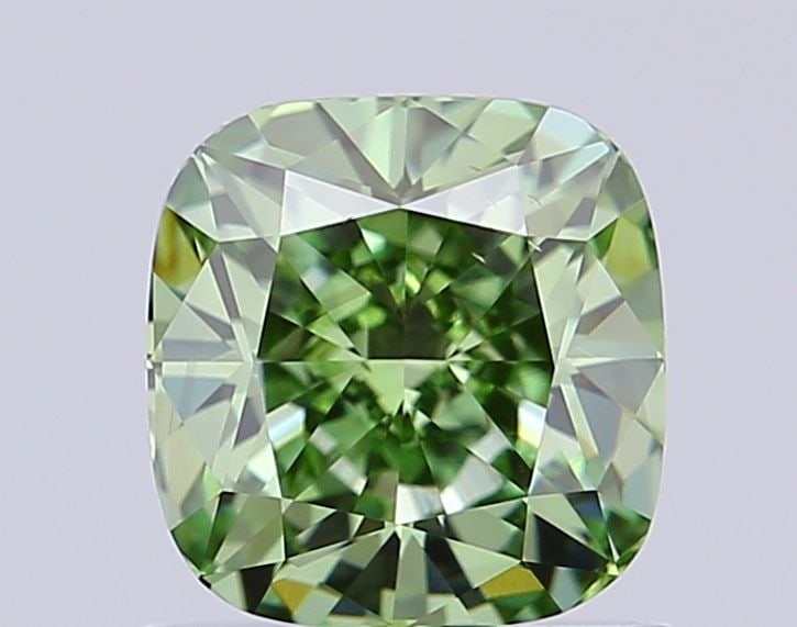 Loose Diamond - CUSHION MODIFIED 0.99ct Fancy Vivid Green VS2: Loose Diamond - CUSHION MODIFIED 0.99ct Fancy Vivid Green VS2 Source: This is a real non-mined Diamond that has been grown in a lab Shape: CUSHION MODIFIED Carats: 0.99 Color: Fancy Vivid Green Certif