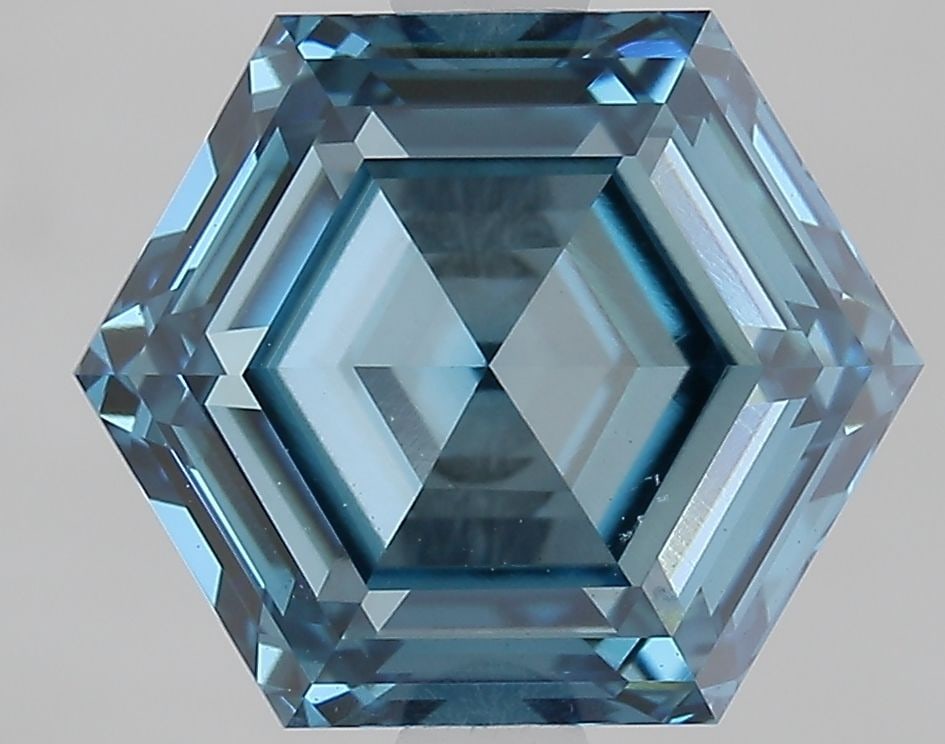 Loose Diamond - HEXAGONAL 2.46ct Fancy Vivid Blue VVS2: Loose Diamond - HEXAGONAL 2.46ct Fancy Vivid Blue VVS2 Source: This is a real non-mined Diamond that has been grown in a lab Shape: HEXAGONAL Carats: 2.46 Color: Fancy Vivid Blue Certification: IGI Vi