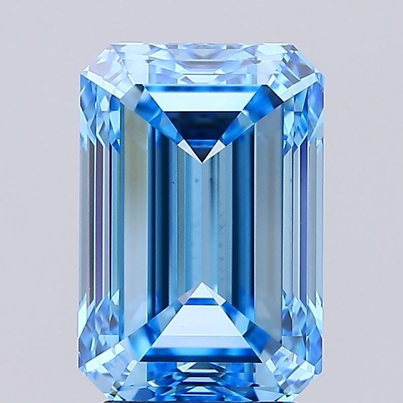 Loose Diamond - EMERALD 3.44ct Fancy Vivid Blue VS1: Loose Diamond - EMERALD 3.44ct Fancy Vivid Blue VS1 Source: This is a real non-mined Diamond that has been grown in a lab Shape: EMERALD Carats: 3.44 Color: Fancy Vivid Blue Certification: IGI Video: