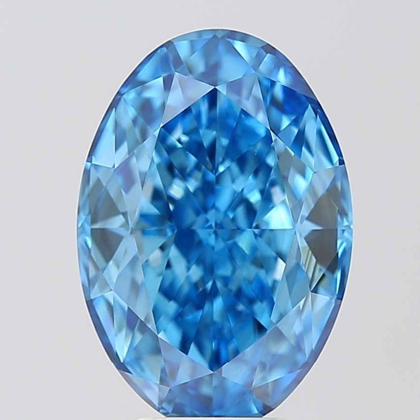 Loose Diamond - OVAL 6.1ct Fancy Vivid Blue SI1: Loose Diamond - OVAL 6.1ct Fancy Vivid Blue SI1 Source: This is a real non-mined Diamond that has been grown in a lab Shape: OVAL Carats: 6.1 Color: Fancy Vivid Blue Certification: IGI Video: