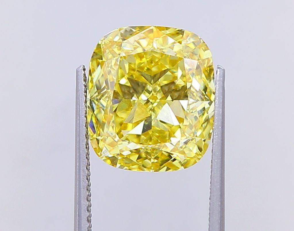 Loose Diamond - CUSHION MODIFIED 6.07ct Fancy Vivid Yellow VS2: Loose Diamond - CUSHION MODIFIED 6.07ct Fancy Vivid Yellow VS2 Source: This is a real non-mined Diamond that has been grown in a lab Shape: CUSHION MODIFIED Carats: 6.07 Color: Fancy Vivid Yellow Cert