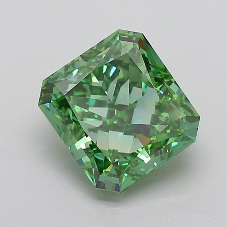 Loose Diamond - RADIANT 5.07ct Fancy Vivid Green VVS2: Loose Diamond - RADIANT 5.07ct Fancy Vivid Green VVS2 Source: This is a real non-mined Diamond that has been grown in a lab Shape: RADIANT Carats: 5.07 Color: Fancy Vivid Green Certification: IGI Vide