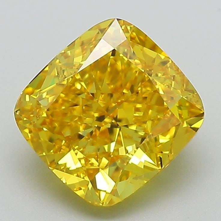 Loose Diamond - CUSHION BRILLIANT 2.51ct Fancy Vivid Yellow VVS2: Loose Diamond - CUSHION BRILLIANT 2.51ct Fancy Vivid Yellow VVS2 Source: This is a real non-mined Diamond that has been grown in a lab Shape: CUSHION BRILLIANT Carats: 2.51 Color: Fancy Vivid Yellow C