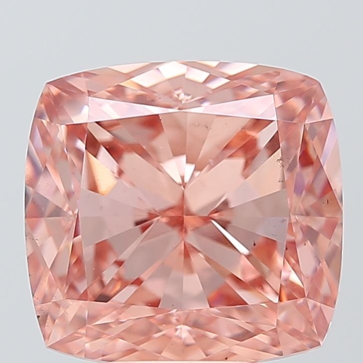 Loose Diamond - CUSHION BRILLIANT 8.54ct Fancy Vivid Brownish Pink VS2: Loose Diamond - CUSHION BRILLIANT 8.54ct Fancy Vivid Brownish Pink VS2 Source: This is a real non-mined Diamond that has been grown in a lab Shape: CUSHION BRILLIANT Carats: 8.54 Color: Fancy Vivid Br