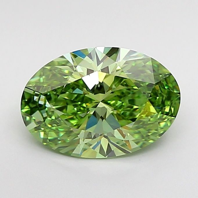 Loose Diamond - OVAL 2.02ct Fancy Vivid Green VVS1: Loose Diamond - OVAL 2.02ct Fancy Vivid Green VVS1 Source: This is a real non-mined Diamond that has been grown in a lab Shape: OVAL Carats: 2.02 Color: Fancy Vivid Green Certification: IGI Video: