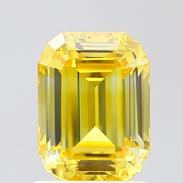 Loose Diamond - EMERALD 1.53ct Fancy Vivid Yellow VVS1: Loose Diamond - EMERALD 1.53ct Fancy Vivid Yellow VVS1 Source: This is a real non-mined Diamond that has been grown in a lab Shape: EMERALD Carats: 1.53 Color: Fancy Vivid Yellow Certification: IGI Vi