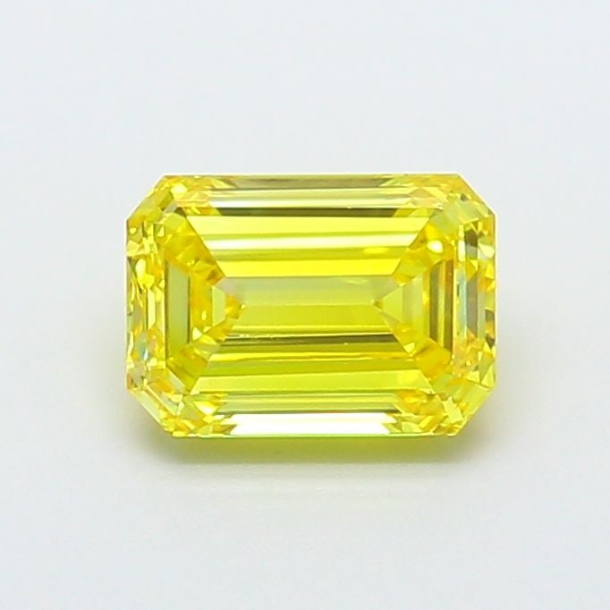 Loose Diamond - EMERALD 1.98ct Fancy Vivid Yellow VVS2: Loose Diamond - EMERALD 1.98ct Fancy Vivid Yellow VVS2 Source: This is a real non-mined Diamond that has been grown in a lab Shape: EMERALD Carats: 1.98 Color: Fancy Vivid Yellow Certification: IGI Vi