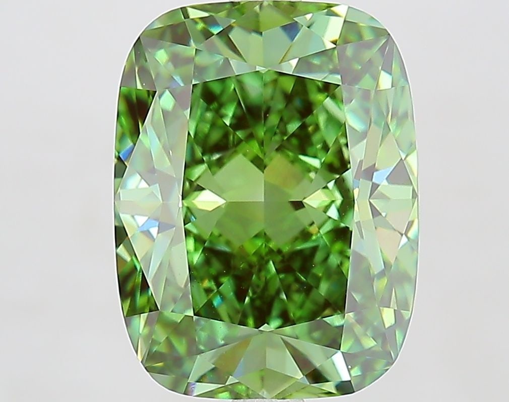Loose Diamond - CUSHION MODIFIED 5.08ct Fancy Vivid Green VS1: Loose Diamond - CUSHION MODIFIED 5.08ct Fancy Vivid Green VS1 Source: This is a real non-mined Diamond that has been grown in a lab Shape: CUSHION MODIFIED Carats: 5.08 Color: Fancy Vivid Green Certif