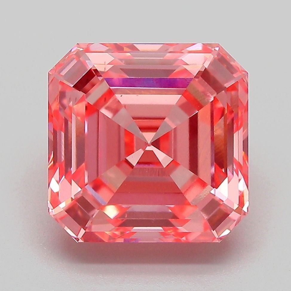 Loose Diamond - ASSCHER 5.02ct Fancy Vivid Pink VS2: Loose Diamond - ASSCHER 5.02ct Fancy Vivid Pink VS2 Source: This is a real non-mined Diamond that has been grown in a lab Shape: ASSCHER Carats: 5.02 Color: Fancy Vivid Pink Certification: IGI Video: