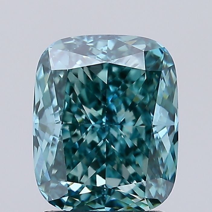 Loose Diamond - CUSHION MODIFIED 2.09ct Fancy Vivid Blue Green VVS2: Loose Diamond - CUSHION MODIFIED 2.09ct Fancy Vivid Blue Green VVS2 Source: This is a real non-mined Diamond that has been grown in a lab Shape: CUSHION MODIFIED Carats: 2.09 Color: Fancy Vivid Blue G