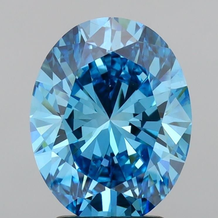Loose Diamond - OVAL 2.56ct Fancy Vivid Blue VS1: Loose Diamond - OVAL 2.56ct Fancy Vivid Blue VS1 Source: This is a real non-mined Diamond that has been grown in a lab Shape: OVAL Carats: 2.56 Color: Fancy Vivid Blue Certification: IGI Video:
