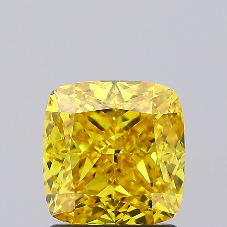 Loose Diamond - CUSHION MODIFIED 1.67ct Fancy Vivid Yellow VVS2: Loose Diamond - CUSHION MODIFIED 1.67ct Fancy Vivid Yellow VVS2 Source: This is a real non-mined Diamond that has been grown in a lab Shape: CUSHION MODIFIED Carats: 1.67 Color: Fancy Vivid Yellow Cer