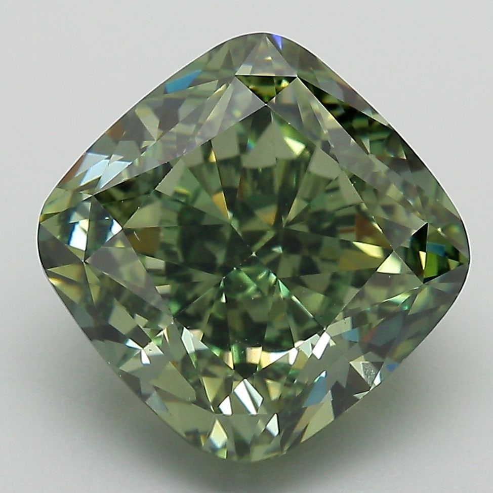 Loose Diamond - CUSHION MODIFIED 6.44ct Fancy Vivid Green VS1: Loose Diamond - CUSHION MODIFIED 6.44ct Fancy Vivid Green VS1 Source: This is a real non-mined Diamond that has been grown in a lab Shape: CUSHION MODIFIED Carats: 6.44 Color: Fancy Vivid Green Certif