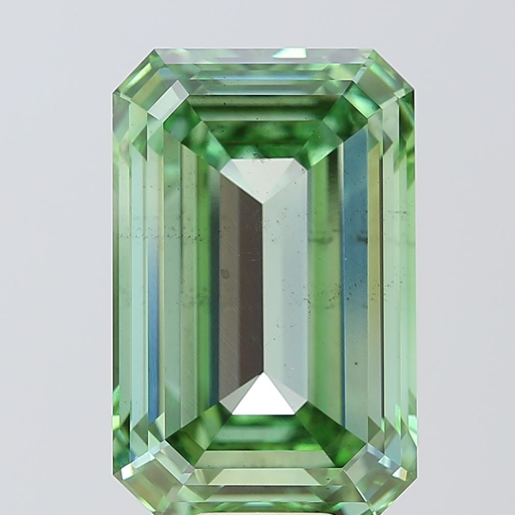 Loose Diamond - EMERALD 12.08ct Fancy Vivid Green VS2: Loose Diamond - EMERALD 12.08ct Fancy Vivid Green VS2 Source: This is a real non-mined Diamond that has been grown in a lab Shape: EMERALD Carats: 12.08 Color: Fancy Vivid Green Certification: IGI PLE