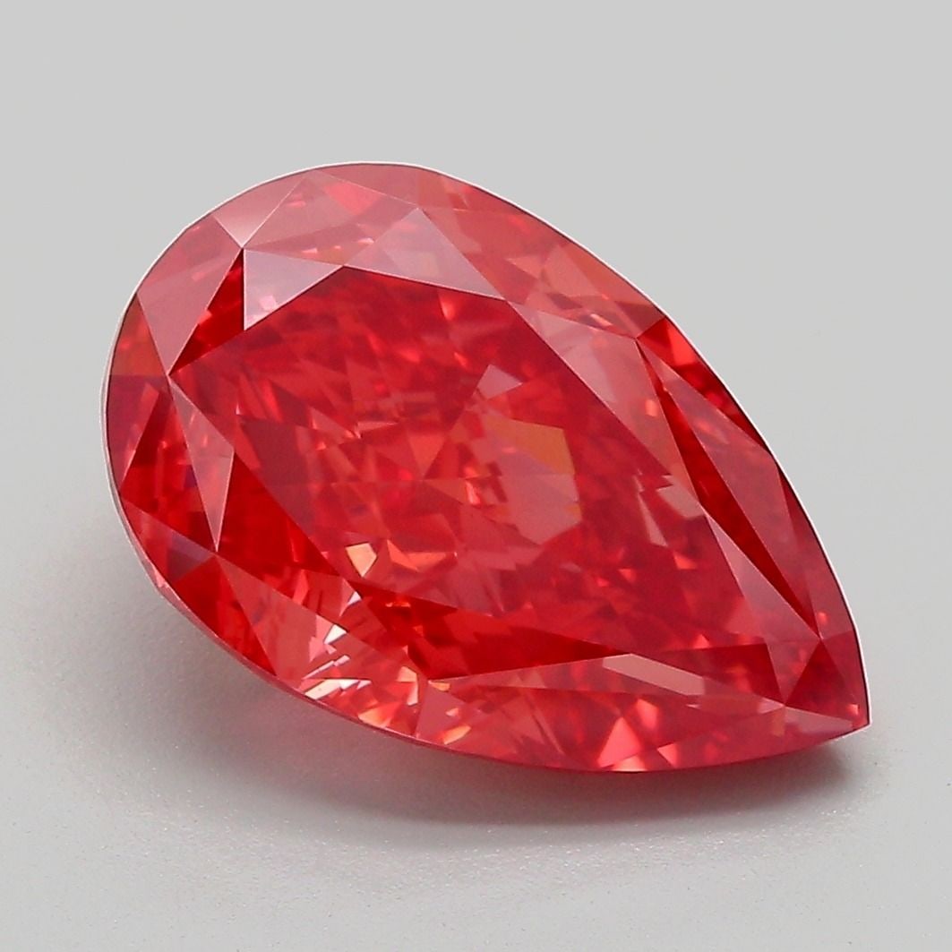 Loose Diamond - PEAR 4.75ct Fancy Vivid Red VS1: Loose Diamond - PEAR 4.75ct Fancy Vivid Red VS1 Source: This is a real non-mined Diamond that has been grown in a lab Shape: PEAR Carats: 4.75 Color: Fancy Vivid Red Certification: IGI Video: