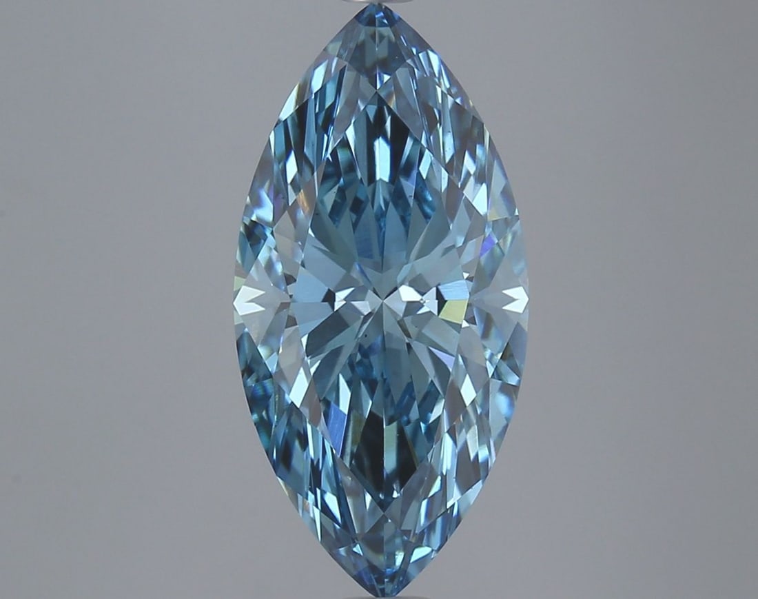 Loose Diamond - MARQUISE 4.44ct Fancy Vivid Blue VS2: Loose Diamond - MARQUISE 4.44ct Fancy Vivid Blue VS2 Source: This is a real non-mined Diamond that has been grown in a lab Shape: MARQUISE Carats: 4.44 Color: Fancy Vivid Blue Certification: IGI Video