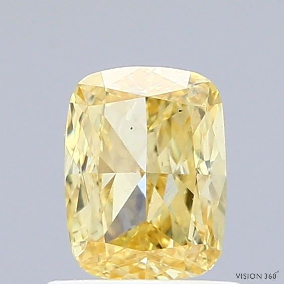 Loose Diamond - CUSHION MODIFIED 0.99ct Fancy Intense Yellow VS1: Loose Diamond - CUSHION MODIFIED 0.99ct Fancy Intense Yellow VS1 Source: This is a real non-mined Diamond that has been grown in a lab Shape: CUSHION MODIFIED Carats: 0.99 Color: Fancy Intense Yellow