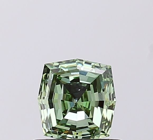 Loose Diamond - CUSHION MODIFIED 0.8ct Fancy Vivid Green VS1: Loose Diamond - CUSHION MODIFIED 0.8ct Fancy Vivid Green VS1 Source: This is a real non-mined Diamond that has been grown in a lab Shape: CUSHION MODIFIED Carats: 0.8 Color: Fancy Vivid Green Certific