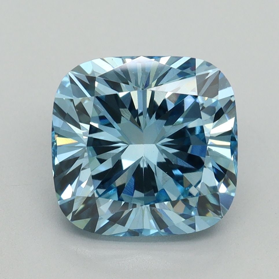 Loose Diamond - CUSHION BRILLIANT 3.01ct Fancy Vivid Blue VVS2: Loose Diamond - CUSHION BRILLIANT 3.01ct Fancy Vivid Blue VVS2 Source: This is a real non-mined Diamond that has been grown in a lab Shape: CUSHION BRILLIANT Carats: 3.01 Color: Fancy Vivid Blue Certi