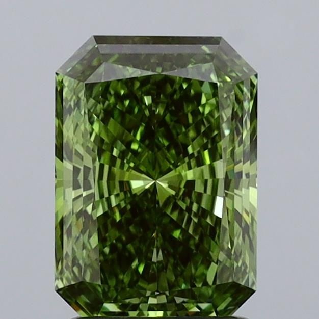 Loose Diamond - RADIANT 1.56ct Fancy Vivid Green VS1: Loose Diamond - RADIANT 1.56ct Fancy Vivid Green VS1 Source: This is a real non-mined Diamond that has been grown in a lab Shape: RADIANT Carats: 1.56 Color: Fancy Vivid Green Certification: IGI Video