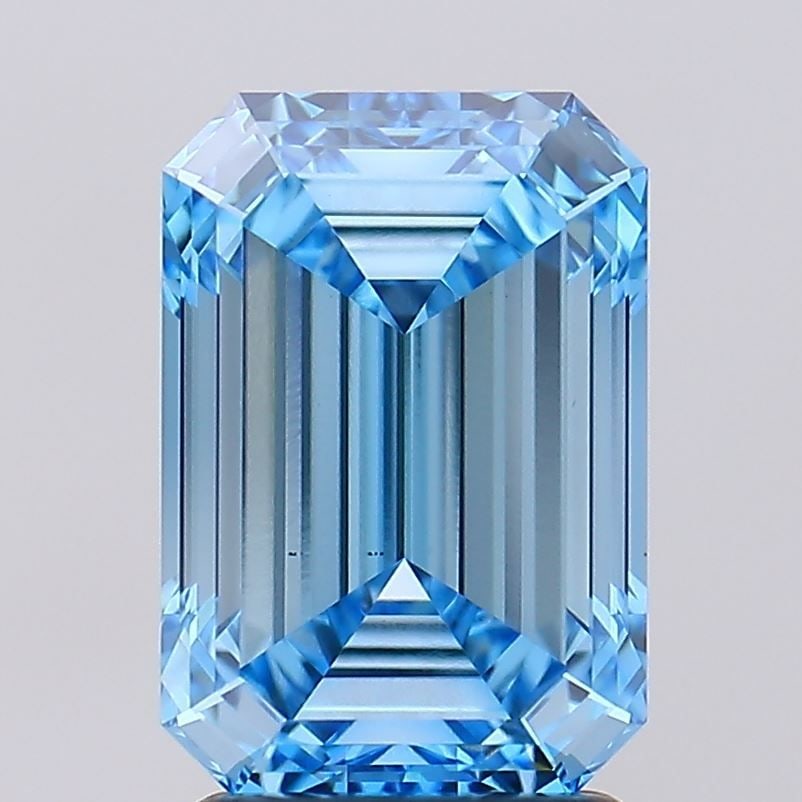 Loose Diamond - EMERALD 2.71ct Fancy Vivid Blue VS2: Loose Diamond - EMERALD 2.71ct Fancy Vivid Blue VS2 Source: This is a real non-mined Diamond that has been grown in a lab Shape: EMERALD Carats: 2.71 Color: Fancy Vivid Blue Certification: IGI Video: