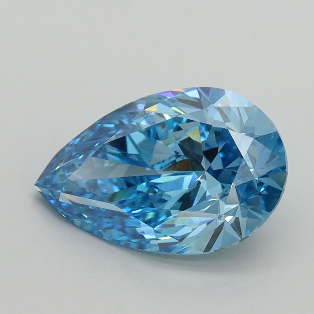 Loose Diamond - PEAR 2.38ct Fancy Vivid Blue VS1: Loose Diamond - PEAR 2.38ct Fancy Vivid Blue VS1 Source: This is a real non-mined Diamond that has been grown in a lab Shape: PEAR Carats: 2.38 Color: Fancy Vivid Blue Certification: IGI Video: