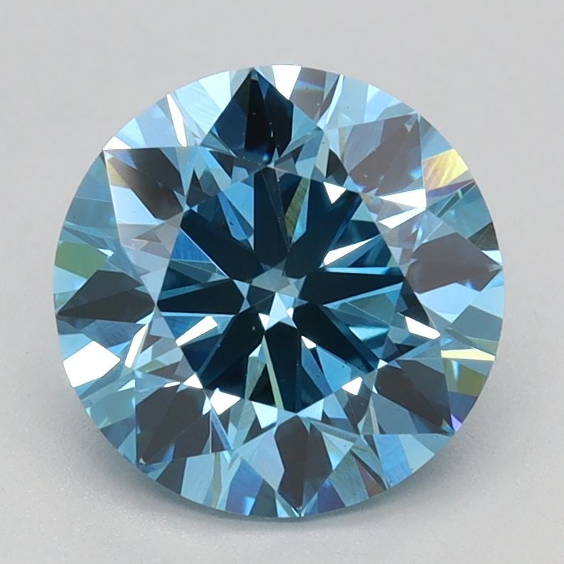 Ideal Loose Diamond - ROUND 1.94ct Fancy Vivid Blue VS1: Ideal Loose Diamond - ROUND 1.94ct Fancy Vivid Blue VS1 Source: This is a real non-mined Diamond that has been grown in a lab Shape: ROUND Carats: 1.94 Color: Fancy Vivid Blue Certification: IGI Video