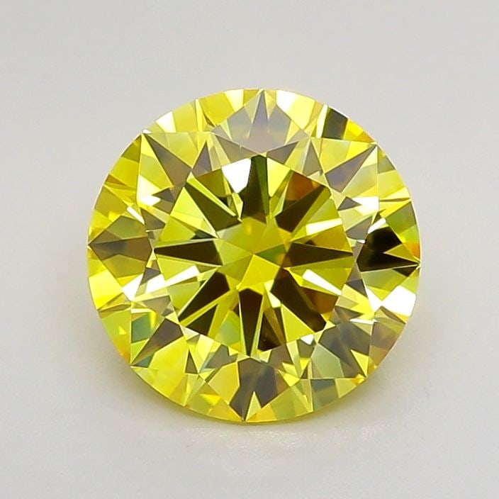Loose Diamond - ROUND 2.08ct Fancy Vivid Yellow VVS2: Loose Diamond - ROUND 2.08ct Fancy Vivid Yellow VVS2 Source: This is a real non-mined Diamond that has been grown in a lab Shape: ROUND Carats: 2.08 Color: Fancy Vivid Yellow Certification: IGI Video: