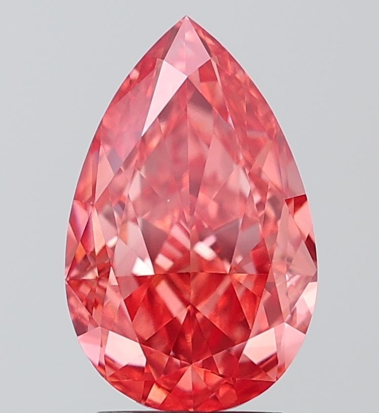Loose Diamond - PEAR 3.76ct Fancy Vivid Orangey Pink VS1: Loose Diamond - PEAR 3.76ct Fancy Vivid Orangey Pink VS1 Source: This is a real non-mined Diamond that has been grown in a lab Shape: PEAR Carats: 3.76 Color: Fancy Vivid Orangey Pink Certification: I