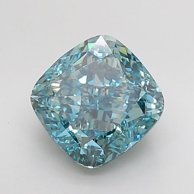Loose Diamond - CUSHION MODIFIED 4.2ct Fancy Vivid Green Blue VS1: Loose Diamond - CUSHION MODIFIED 4.2ct Fancy Vivid Green Blue VS1 Source: This is a real non-mined Diamond that has been grown in a lab Shape: CUSHION MODIFIED Carats: 4.2 Color: Fancy Vivid Green Blu