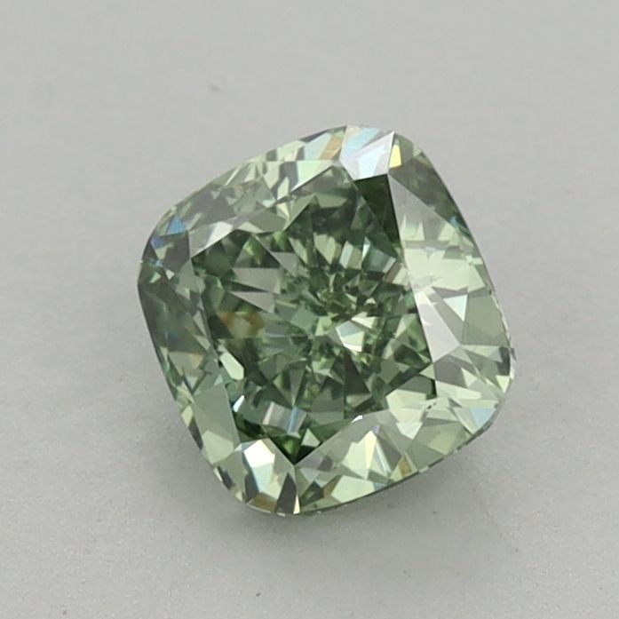 Loose Diamond - CUSHION BRILLIANT 0.95ct Fancy Vivid Green VS1: Loose Diamond - CUSHION BRILLIANT 0.95ct Fancy Vivid Green VS1 Source: This is a real non-mined Diamond that has been grown in a lab Shape: CUSHION BRILLIANT Carats: 0.95 Color: Fancy Vivid Green Cert