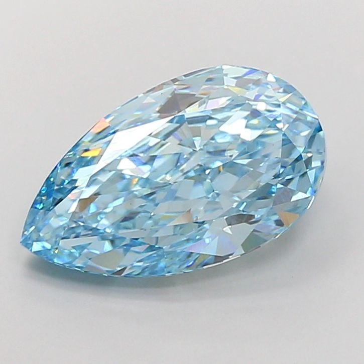 Loose Diamond - PEAR 8.09ct Fancy Vivid Blue VVS2: Loose Diamond - PEAR 8.09ct Fancy Vivid Blue VVS2 Source: This is a real non-mined Diamond that has been grown in a lab Shape: PEAR Carats: 8.09 Color: Fancy Vivid Blue Certification: IGI Video: