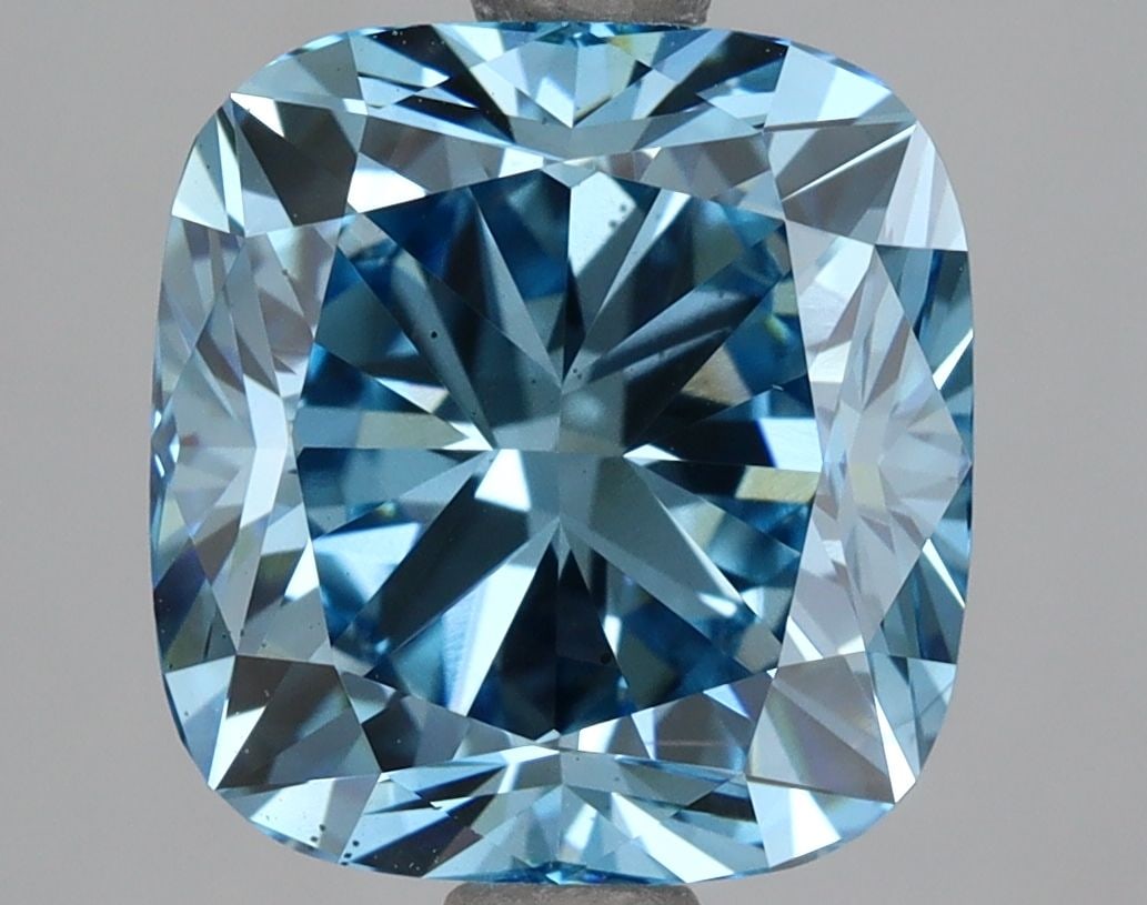 Loose Diamond - CUSHION BRILLIANT 3.57ct Fancy Vivid Blue VS2: Loose Diamond - CUSHION BRILLIANT 3.57ct Fancy Vivid Blue VS2 Source: This is a real non-mined Diamond that has been grown in a lab Shape: CUSHION BRILLIANT Carats: 3.57 Color: Fancy Vivid Blue Certif
