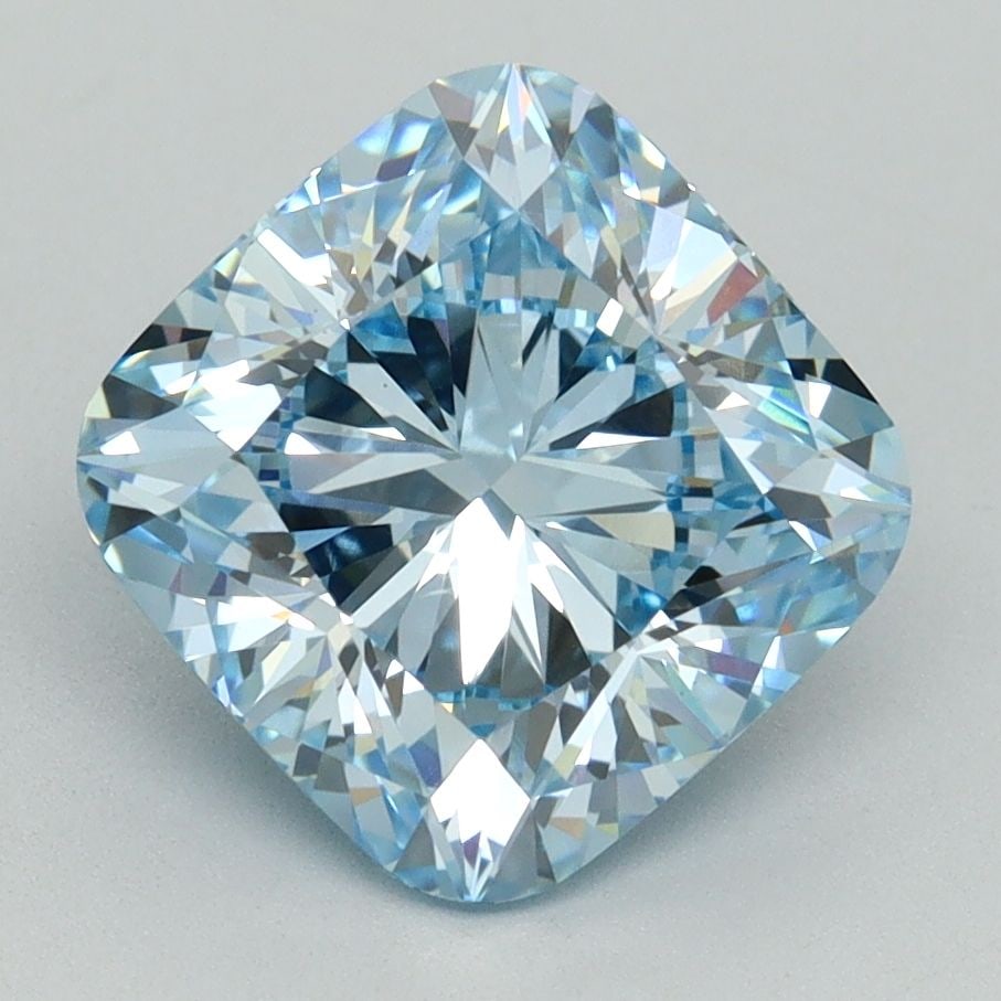Loose Diamond - CUSHION BRILLIANT 3.23ct Fancy Vivid Blue VS1: Loose Diamond - CUSHION BRILLIANT 3.23ct Fancy Vivid Blue VS1 Source: This is a real non-mined Diamond that has been grown in a lab Shape: CUSHION BRILLIANT Carats: 3.23 Color: Fancy Vivid Blue Certif