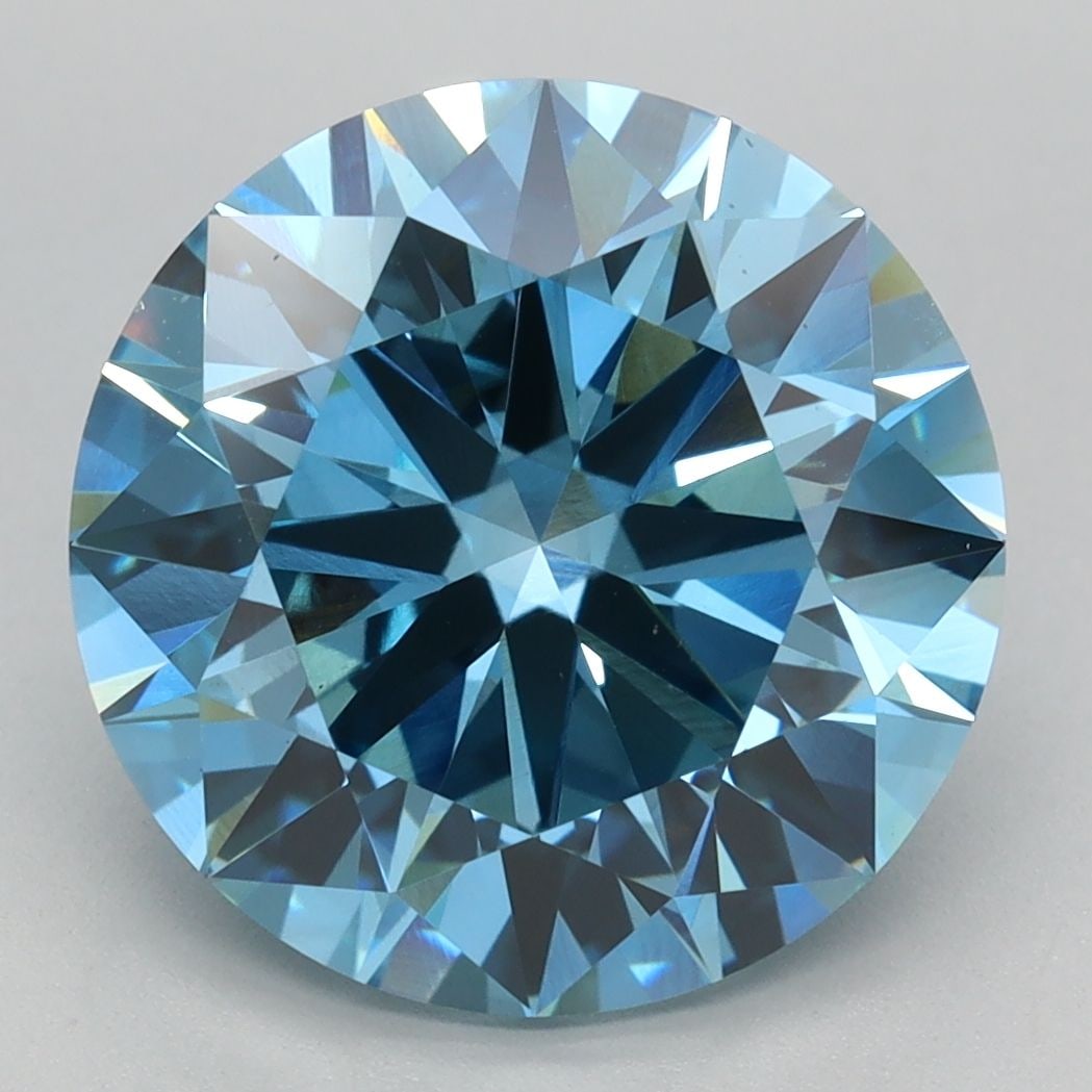 Loose Diamond - ROUND 4.55ct Fancy Vivid Blue VS1: Loose Diamond - ROUND 4.55ct Fancy Vivid Blue VS1 Source: This is a real non-mined Diamond that has been grown in a lab Shape: ROUND Carats: 4.55 Color: Fancy Vivid Blue Certification: IGI Video: