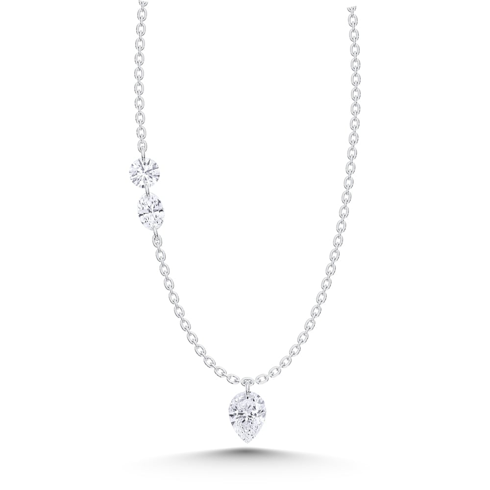 14K White Gold Lab Grown Diamond 1 Ct.Tw. Fashion Necklace With Chain: 14K White Gold Lab Grown Diamond 1 Ct.Tw. Fashion Necklace With Chain This timeless fashion necklace showcases 1 CT TW of radiant lab-grown diamonds set in luminous 14K white gold. A classic design cr