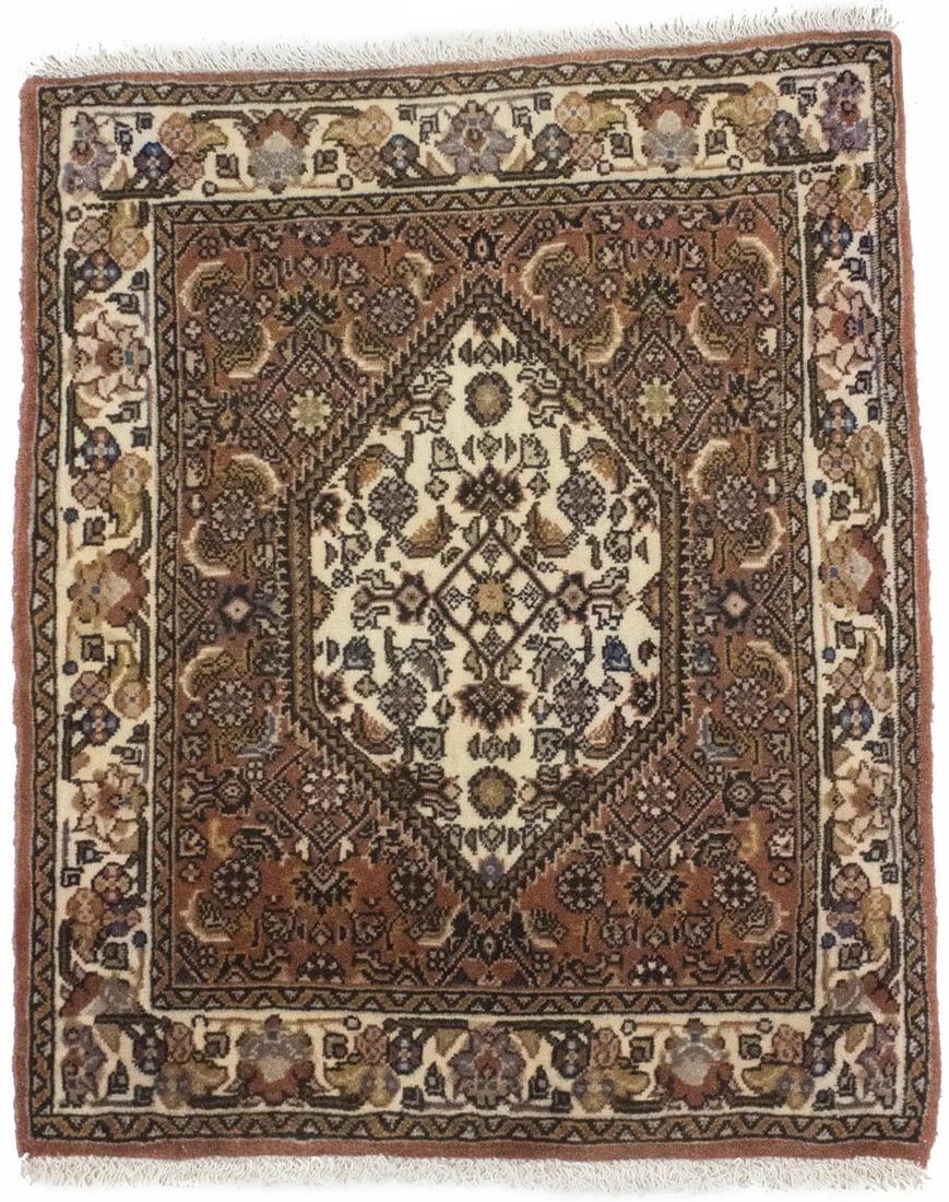 Handmade Vintage Wool Oriental Rug Tribal Floral 2'4 x 1'10 Cinnamon Clay: Handmade Vintage Wool Oriental Rug Tribal Floral 2'4 x 1'10 Cinnamon Clay This exquisite Handmade Vintage Wool Oriental Rug features a warm Cinnamon Clay color palette complemented by Cream, Caramel,